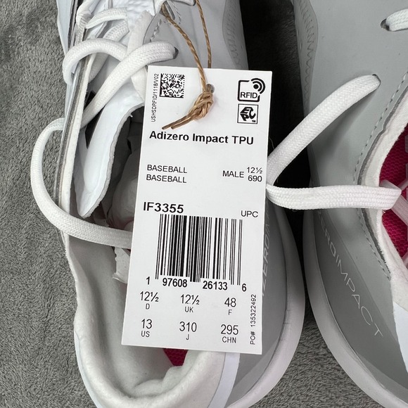 Adidas Adizero Impact+ TPU Mens 13 Gray White‎ Baseball Cleats IF3355 New main image 8